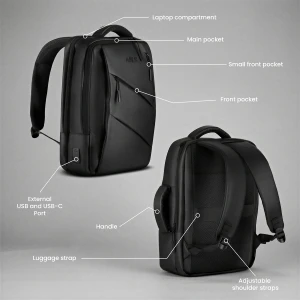 NC4502 PLECAK NA LAPTOP Z USB CZARNY NILS