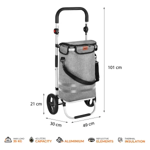 WÓZEK NA ZAKUPY SKŁADANY PREMIUM 50L SZARY NILS NC4305
