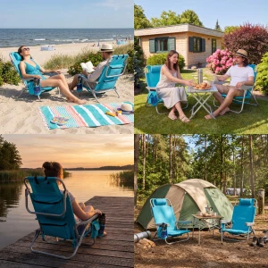 LEŻAK PLAŻOWY 3W1 SKŁADANY Z TORBĄ TERMICZNĄ NILS CAMP NC3308 