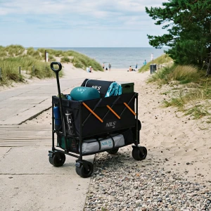 WÓZEK TURYSTYCZNY PLAŻOWY XXL CZARNO-POMARAŃCZOWY 160L NILS CAMP NC2607