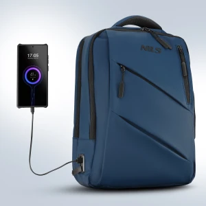 PLECAK DO SAMOLOTU NA LAPTOPA MIEJSKI Z PORTEM USB 15L GRANATOWY NILS NC4502 