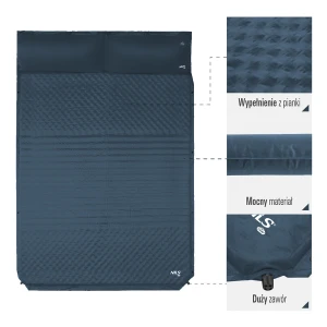 MATA SAMOPOMPUJĄCA DWUOSOBOWA Z PODUSZKĄ ANTRACYT 186x130cm NILS CAMP NC4060