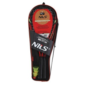 ZESTAW 2 RAKIETY +  LOTKI + POKROWIEC CZERWONY NILS NRS001