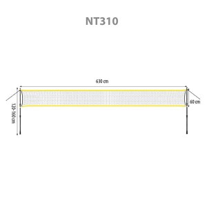 NT310 SIATKA DO BADMINTONA SŁUPKI TELESKOPOWE 600x60cm + POKROWIEC PEŁNY NILS