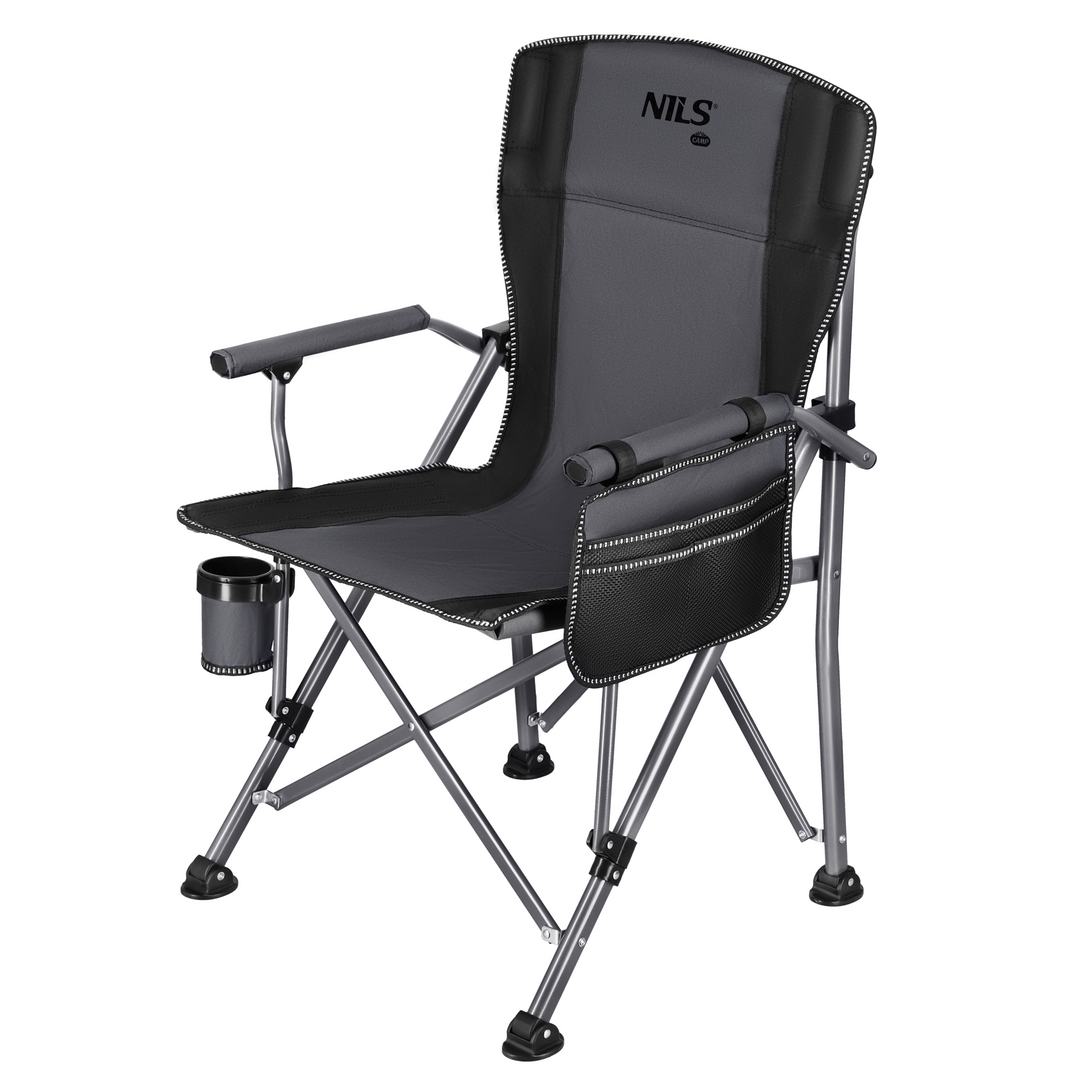 
                                KRZESŁO WĘDKARSKIE SKŁADANE SZARO-CZARNE NILS CAMP NC3309 
                                