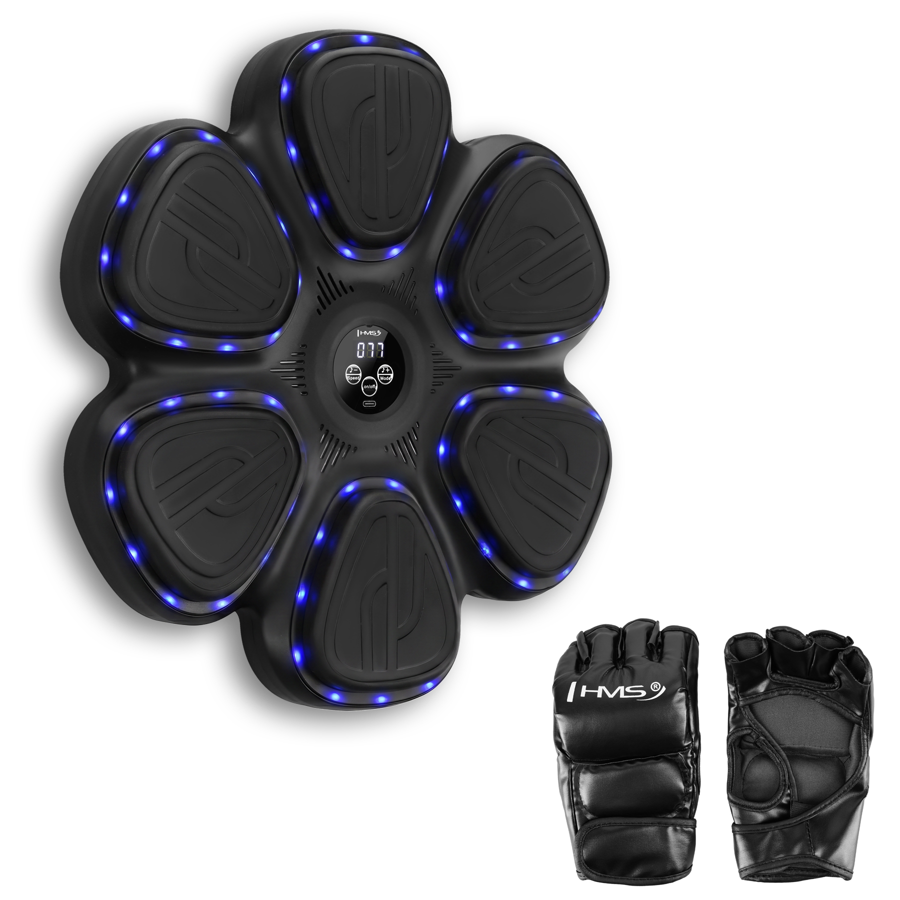 
                                TARCZA BOKSERSKA LED BLUETOOTH Z MUZYKĄ HMS TB12 + RĘKAWICE
                                