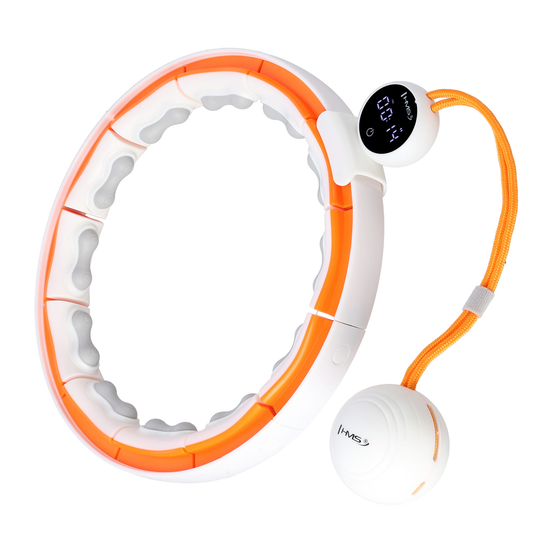 
                                Hula hop HMS HHM21 White/Orange z magnesami, licznikiem i wypustkami TPE  OUTLET
                                