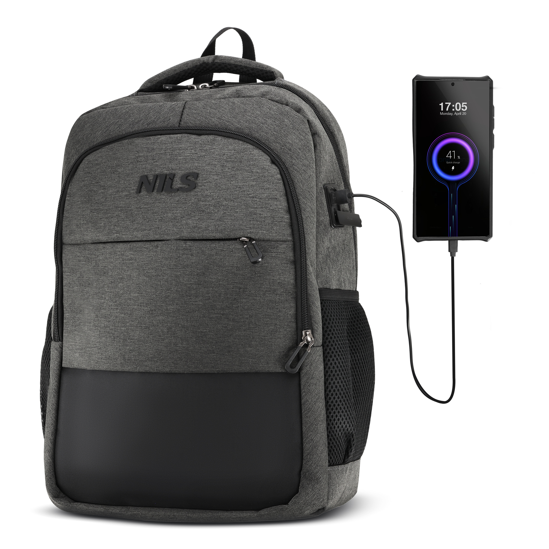 
                                PLECAK MIEJSKI NA LAPTOPA SZARY Z PORTEM USB 18L NILS NC4503
                                