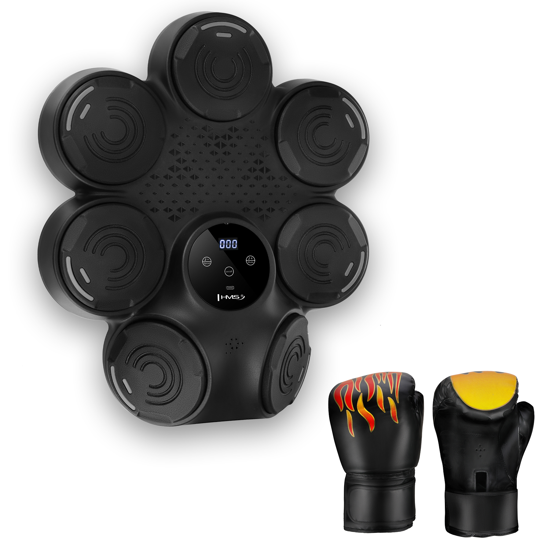
                                TARCZA BOKSERSKA LED BLUETOOTH Z MUZYKĄ HMS TB30 + RĘKAWICE
                                